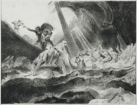 Blake's drawing of Romney's The Shipwreck