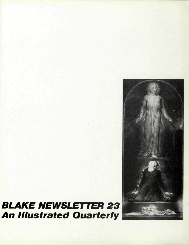 Blake Newsletter 23
          An Illustrated Quarterly