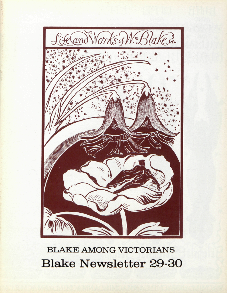 BLAKE AMONG VICTORIANS
            Blake Newsletter 29-30