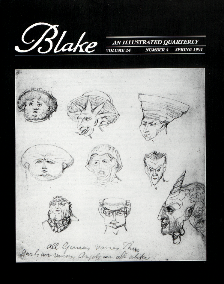 Blake
            AN ILLUSTRATED QUARTERLY
            VOLUME 24
            NUMBER 4
            SPRING 1991
