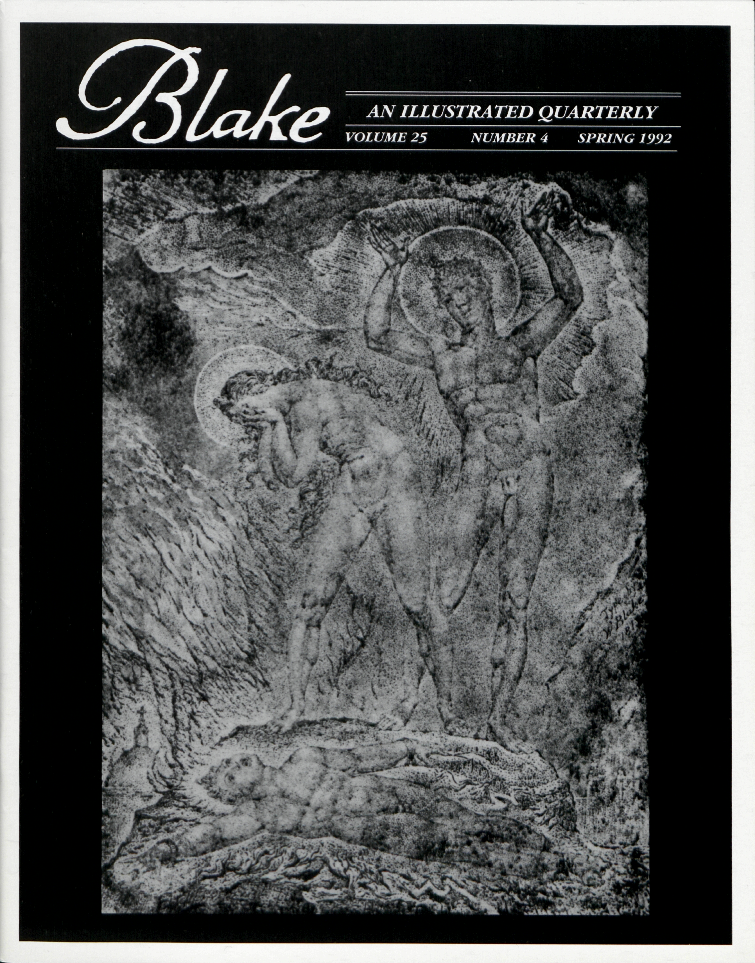 Blake
            AN ILLUSTRATED QUARTERLY
            VOLUME 25
            NUMBER 4
            SPRING 1992